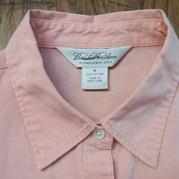 Brooks Brothers Coral Color Button Up Long Sleeve Collared Blouse - Picture 3 of 6